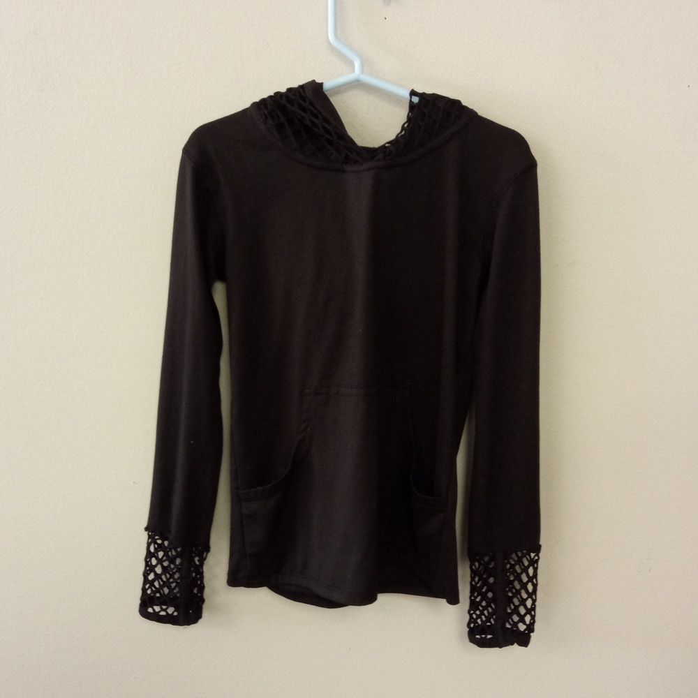 MTA Girls Black Long Sleeve Fish Net Sweatshirt XS